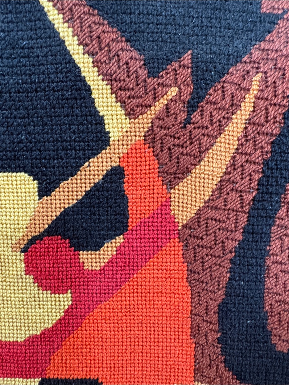 Mid-century modern "Three Dancers" needlepoint art piece. - Picture 2 of 9